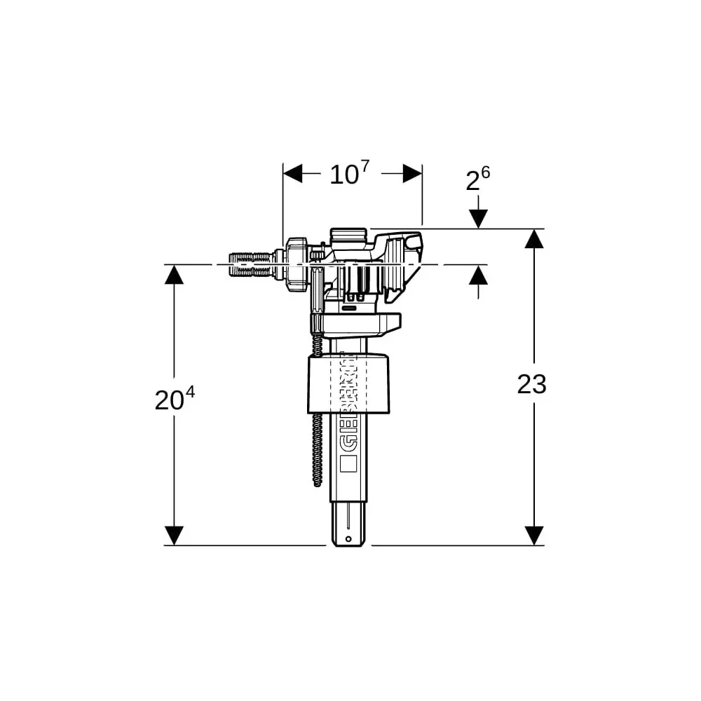Geberit Typ 383 Füllventil, WA seitlich 3/8", Nippel aus Messing, für UP-SPK -240705005