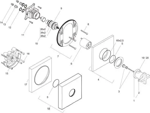 Hansgrohe Fertigmontageset Axor Citterio HighFlow UP-Thermostatbatterie, mit Kreuzgriff, chrom-39716000
