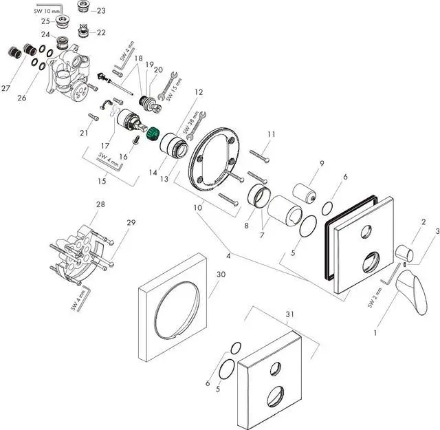 hansgrohe Fertigmontageset Axor Starck Organic UP-Wannen-Einhebelmischer, mit Sicherungskombination, chrom-12416000