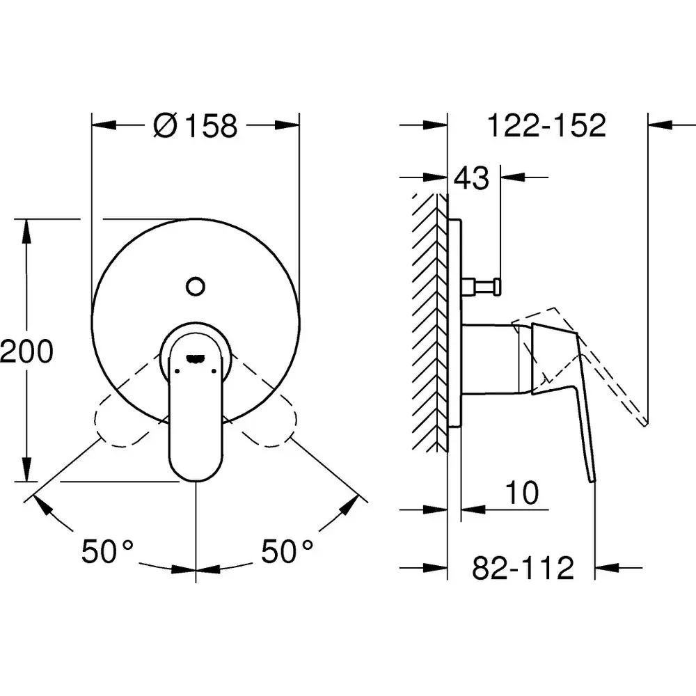 GROHE Fertigmontageset Eurosmart Cosmopolitan UP-Wannen-Einhebelmischer, chrom-24045000