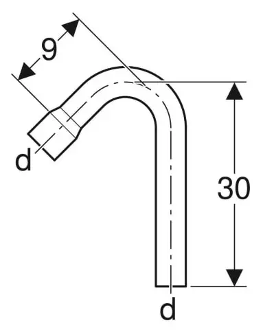 Geberit Spülbogenverlängerung 135Gr mit Steckmuffe: d=44mm, weiß-alpin 118.021.11.1-118021111