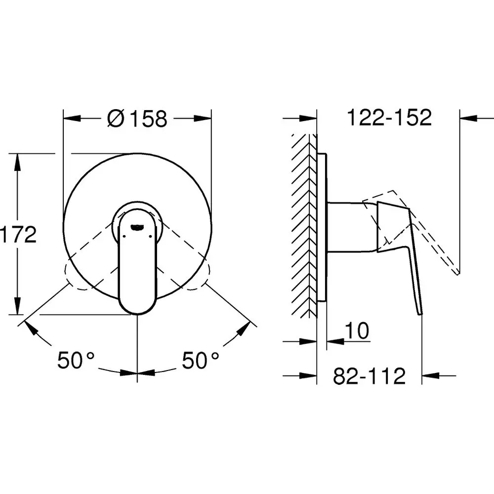 GROHE Fertigmontageset Eurosmart Cosmopolitan UP-Brause-Einhebelmischer, chrom-24044000
