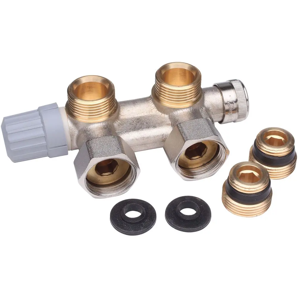 Danfoss Universalanschlussarmatur VHS-E 1/2" x 3/4" Eck matt vernickelt für Einrohr -013G4691