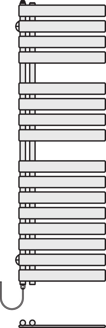 Kermi Bad-Heizkörper Credo Half flat-E 1834x600mm, weiß R 9016, ESet WWS links-EAE1A18600101XK