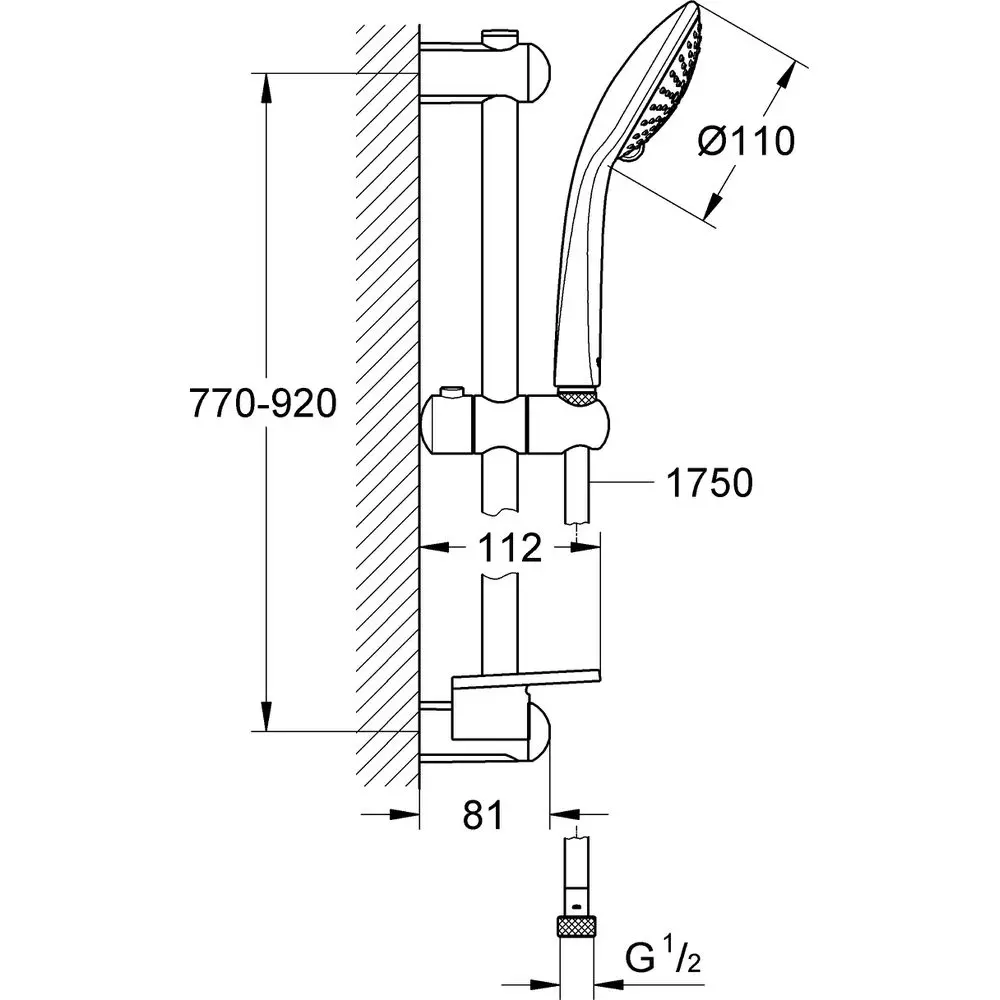 GROHE Brausegarnitur Euphoria 110 Champagne mit Brausestange 90 cm, 3 Strahlarten, chrom-27227001