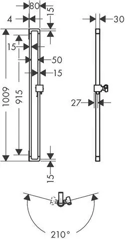 Hansgrohe Brausestange Axor Citterio E 900 mm, mit Handbrause 120 3jet, chrom-36736000