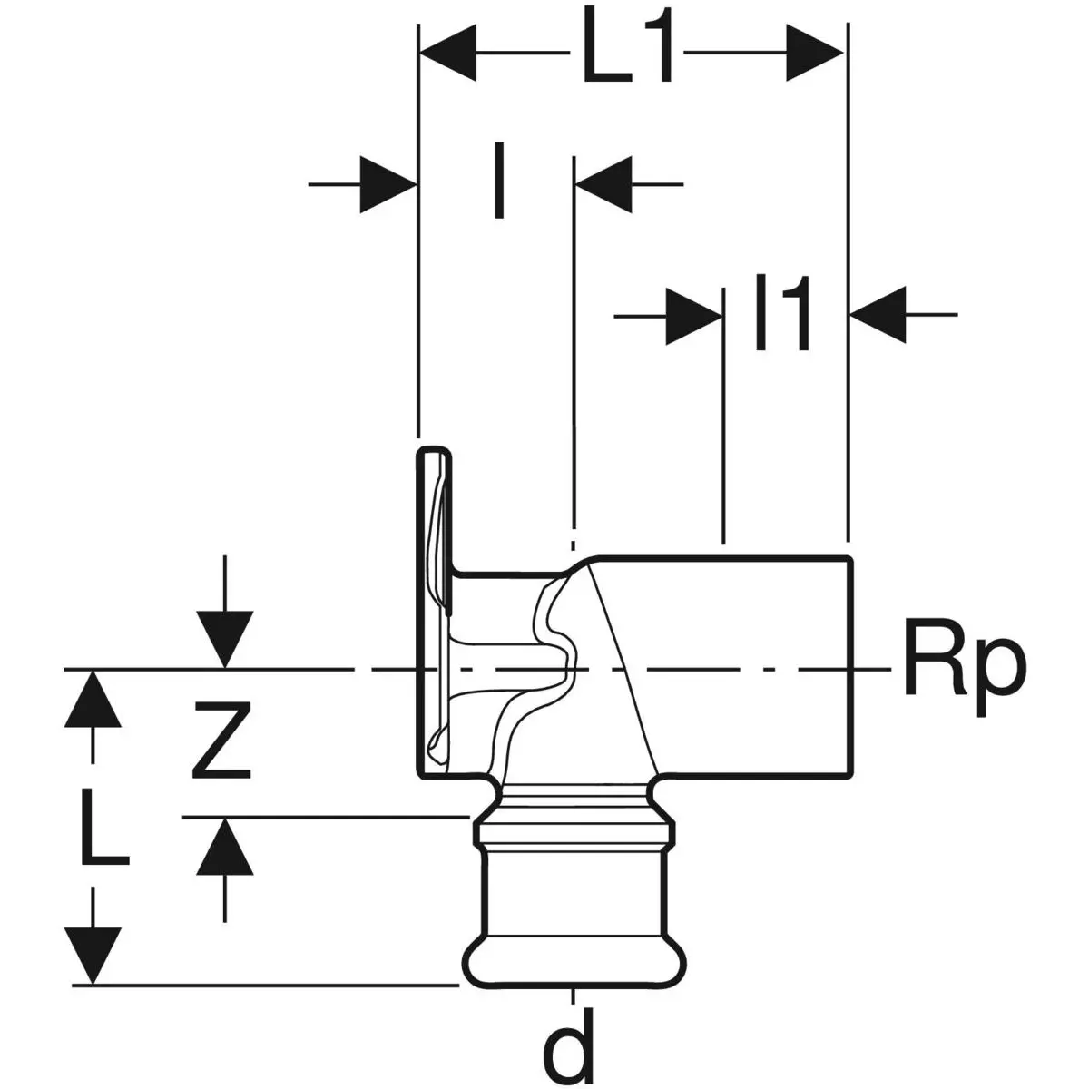 Geberit Anschlusswinkel 90 ° Rotguss Mapress-63459 Geberit Anschlusswinkel 90 ° Rotguss Mapress-63459