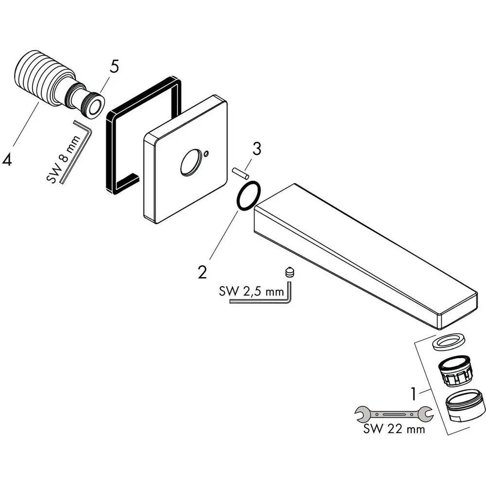 Hansgrohe Wanneneinlauf Metropol Ausladung 167,5 mm, Wandmontage, Normalstrahl, chrom-32542000