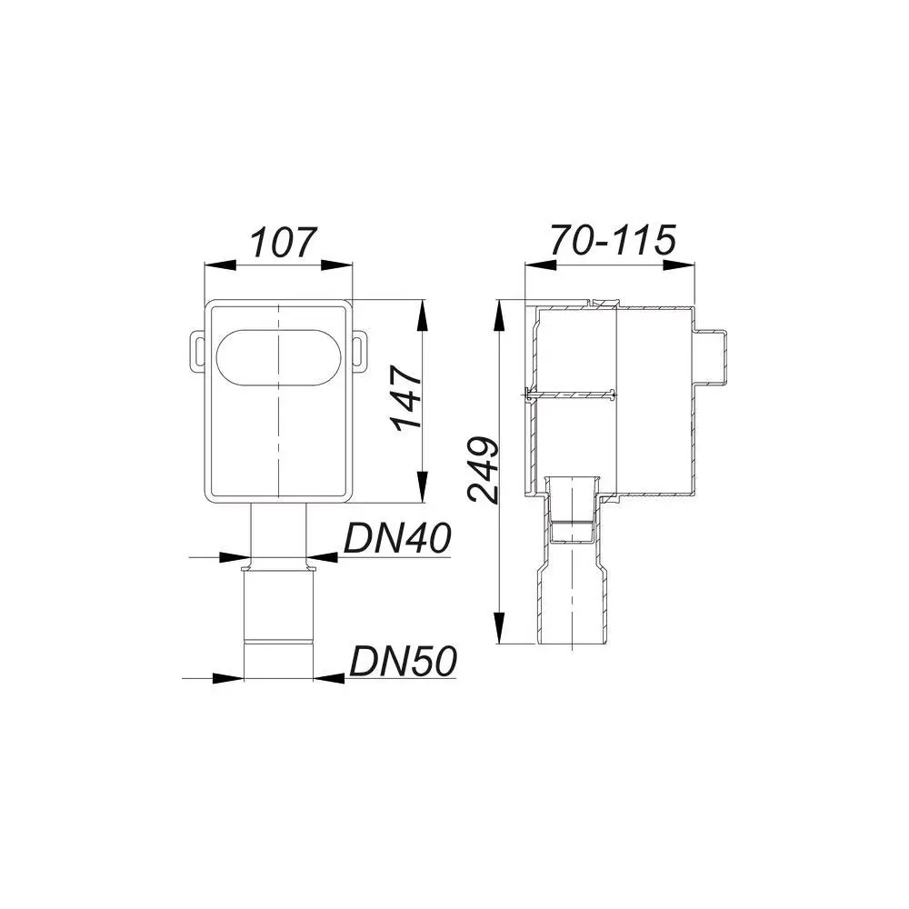 Dallmer Rohbauset 400 Vario DN 40/50, für Waschgeräte-Siphon -140401