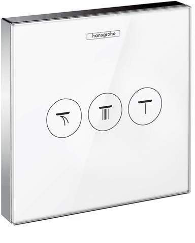 hansgrohe Fertigmontageset ShowerSelect UP-Thermostat, für 3 Verbraucher, Glas, weiß/chrom