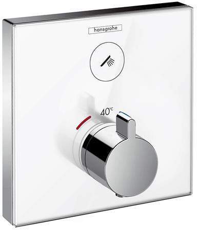 hansgrohe Fertigmontageset ShowerSelect UP-Thermostat, für 1 Verbraucher, Glas, weiß/chrom